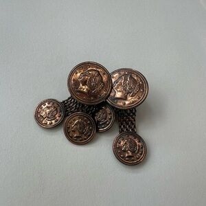 Vintage Copper Earrings Clip On Coin Dangle Style